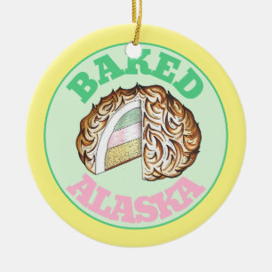 Baked Bombe Alaska Ice Cream Cake Dessert Futter Keramik Ornament