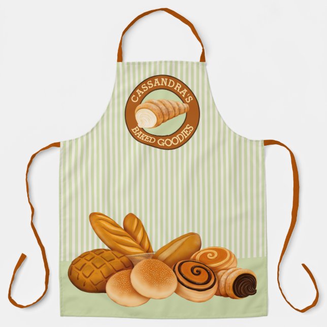 Baked Goodies Konditorei Brot Baker Logo Grüner St Schürze (Vorderseite)