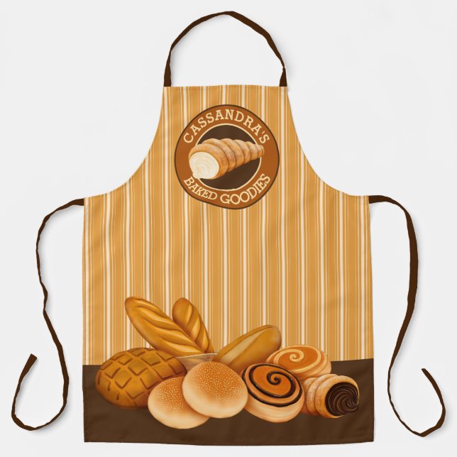 Baked Goodies Konditorei Brot Baker's Logo Streife Schürze (Vorderseite)