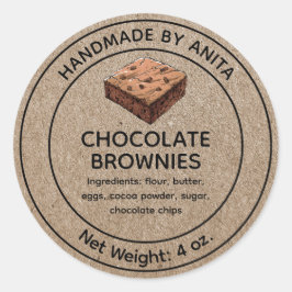 "Baked Goods Chocolate Brownies Label Kraft" Runder Aufkleber