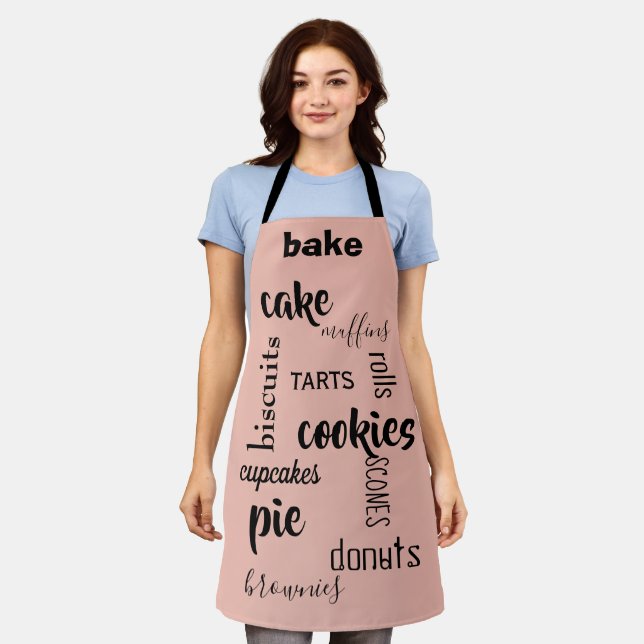Baked Goods Words Peach Kitchen Schürze (Getragen)