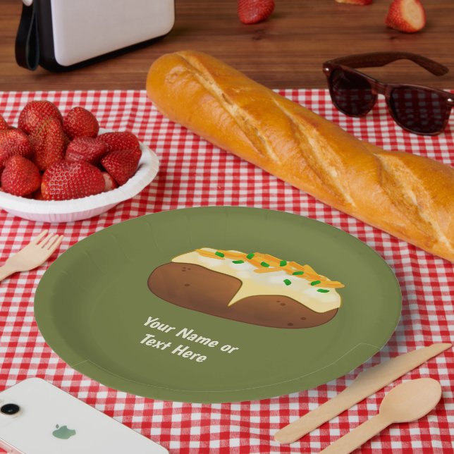 Baked Potato in Skin - Käse & Chive - Text hinzufü Pappteller (Picknick)