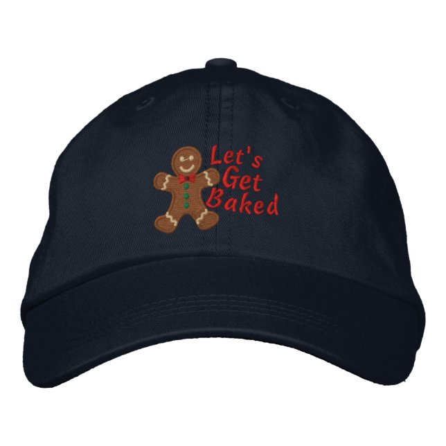 Baked sagt Gingerbread Man Bestickte Baseballkappe (Vorderseite)