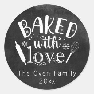 Baked with Liebe Chalkboard Holiday Modern Runder Aufkleber