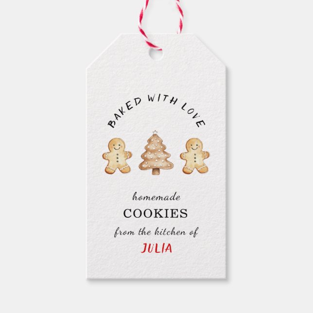 'Baked with Liebe' Gingerbread Cookieman Geschenke Geschenkanhänger (Vorderseite)