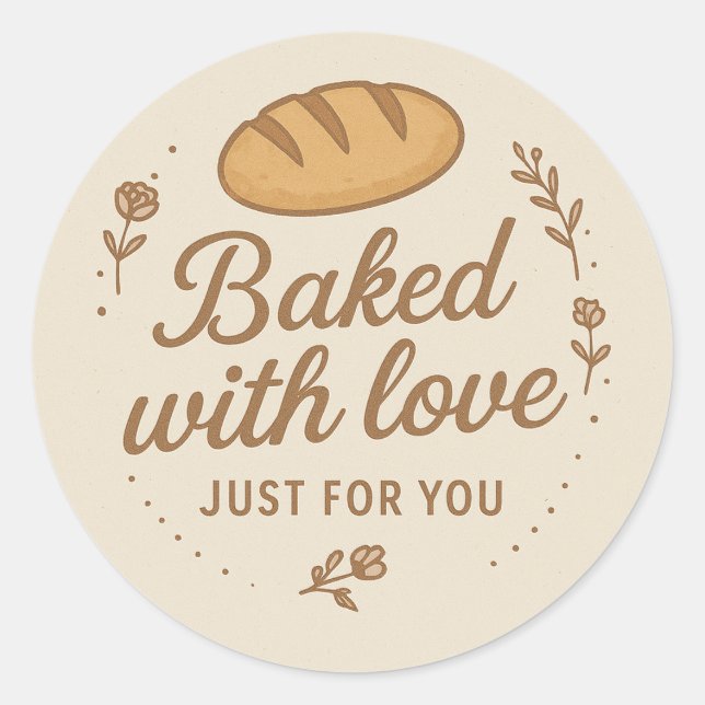 Baked With Love Sticker Label (Vorderseite)
