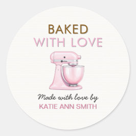 Baked with Love Stickers Labels with Pink Mixer