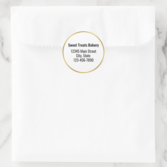 Bakeholder Name Gold Weißer Schwarzer Text Runder Aufkleber (Tasche)