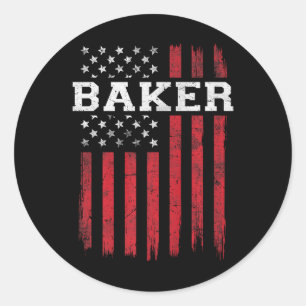 Baker American Flag Usa Patriot Patriotic Baking Runder Aufkleber