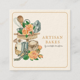 Baker Bakery Baking Utensils Quadratische Visitenkarte