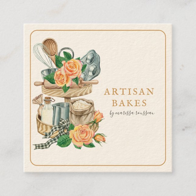 Baker Bakery Baking Utensils Quadratische Visitenkarte (Vorderseite)