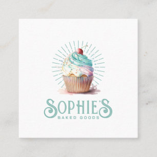 Baker Bakery Cupcake Logo Square Business Card Quadratische Visitenkarte