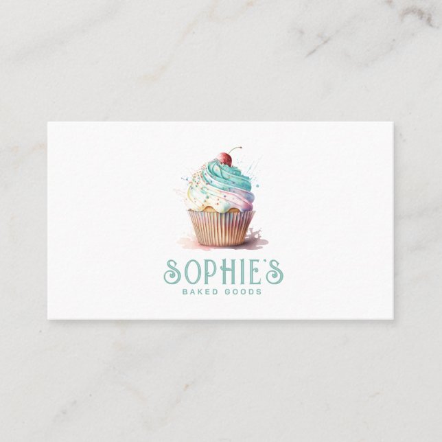 Baker Bakery Cupcake Logo Square Business Card Visitenkarte (Vorderseite)