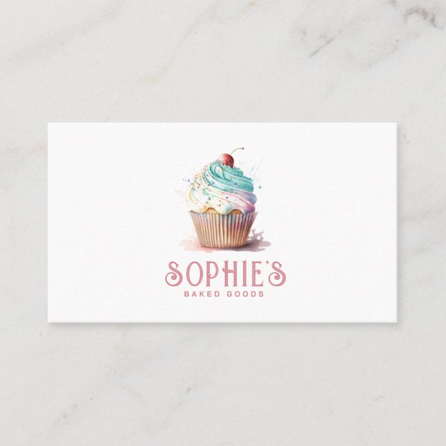Baker Bakery Cupcake Logo Visitenkarte (Vorderseite)