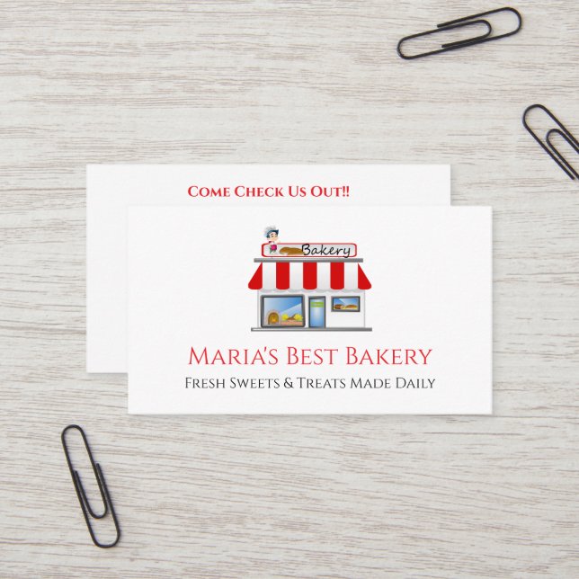 Baker Bakery Store Cafe Business Card Visitenkarte (Vorderseite/Rückseite Beispiel)