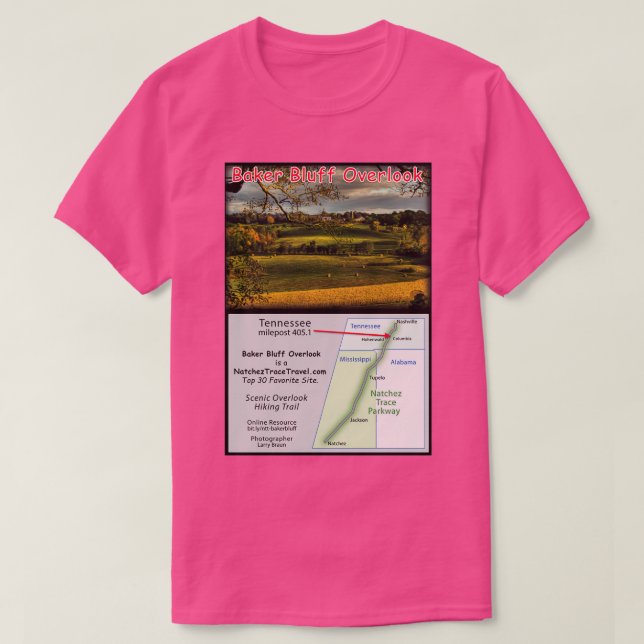Baker Bluff Overlook fallen auf den Natchez Trace  T-Shirt (Design vorne)