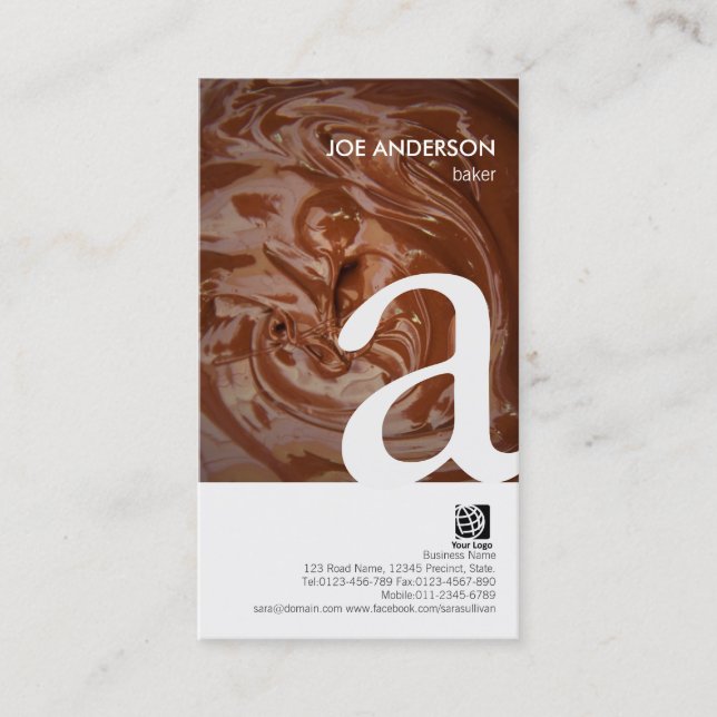 Baker Bold Monogram Chocolate Texture BusinessCard Visitenkarte (Vorderseite)