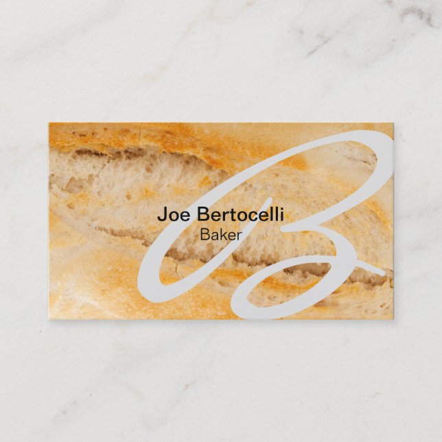 Baker Brot Textur Monogram Visitenkarte (Vorderseite)