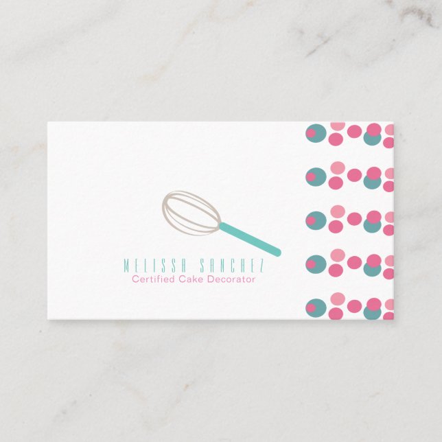 Baker Cake Logo Bakery Whisk Dots Visitenkarte (Vorderseite)