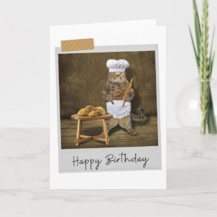 Baker Cat Funny Carte d'anniversaire