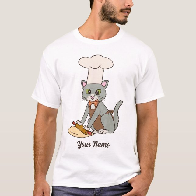 Baker Cat - Grauer Tom Konditorei Koch Cat Lover T-Shirt (Vorderseite)