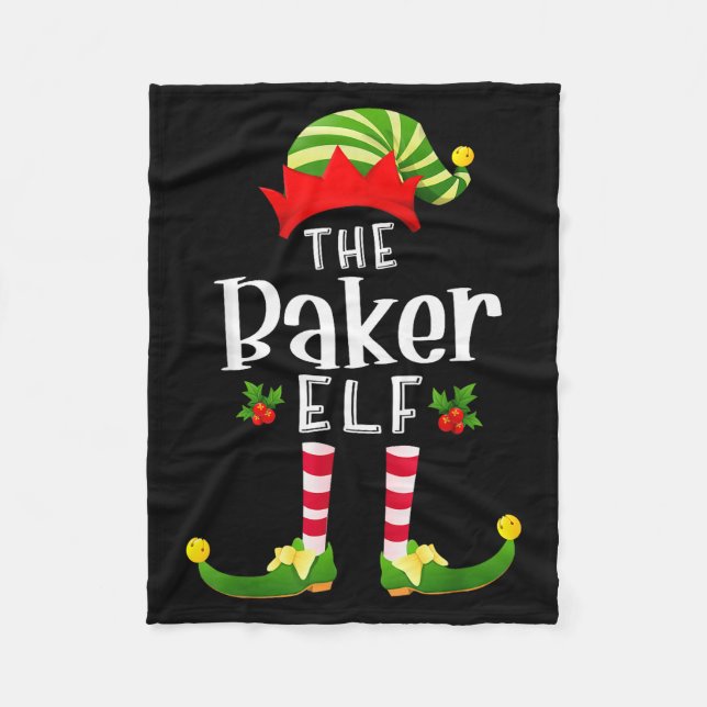 Baker Christmas Elf Matching Pajama X-mas Party  Fleecedecke (Vorderseite)