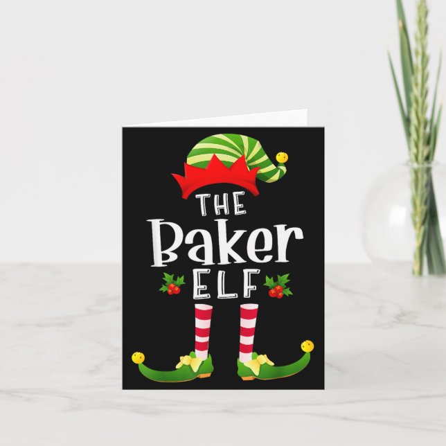 Baker Christmas Elf Matching Pajama X-mas Party  Karte (Vorderseite)