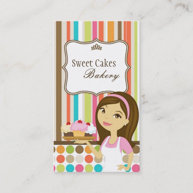 Baker Cup Cakes Backwaren Süßigkeiten Leckereien V Visitenkarte (Vorderseite)