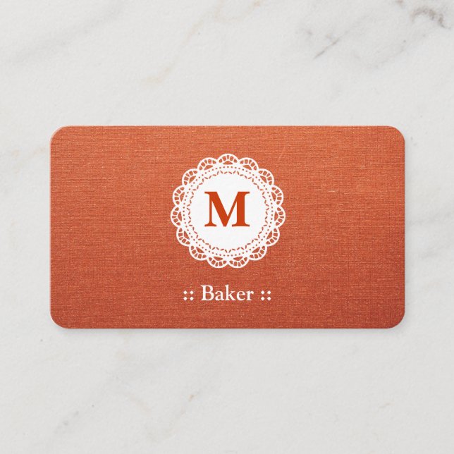 Baker Elegance Lace Monogram Visitenkarte (Vorderseite)