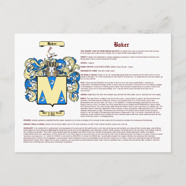 Baker (Englisch) Postkarte (Vorderseite)