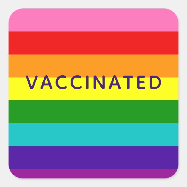 Baker-Gay Pride-Flag Regenbogen-Streifen geimpft Quadratischer Aufkleber (Vorderseite)