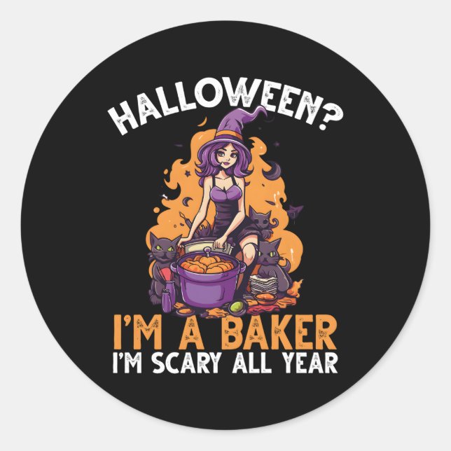 Baker Halloween Backbake Beängstigend Trick oder B Runder Aufkleber (Vorderseite)