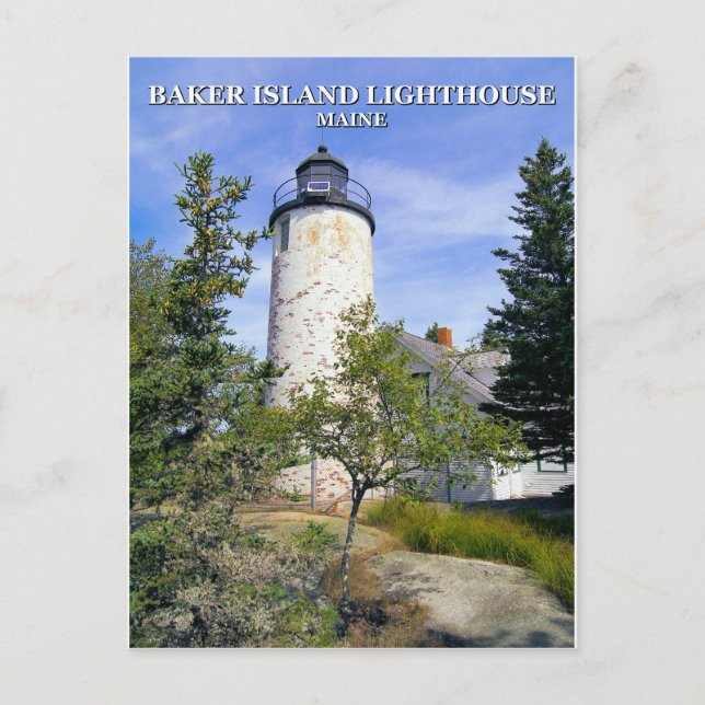 Baker Island Lighthouse, Maine Postcard Postkarte (Vorderseite)