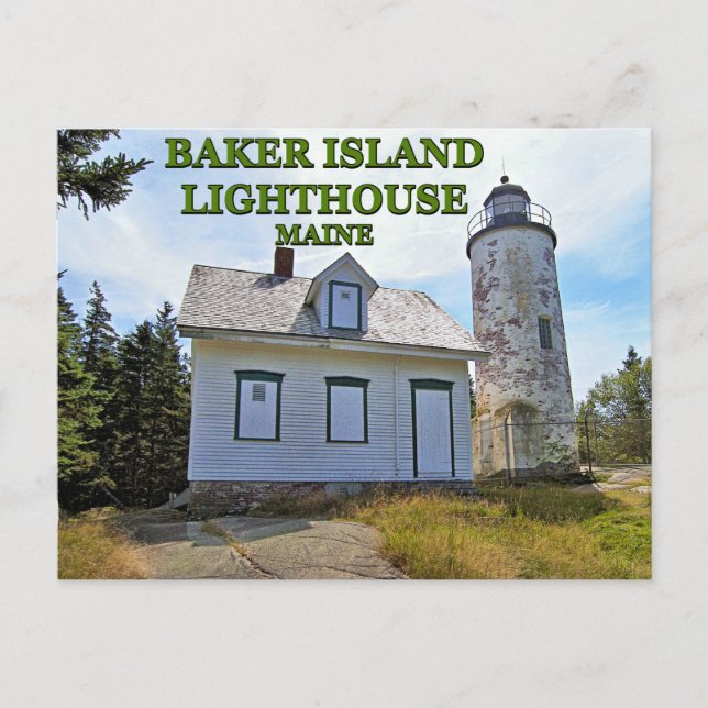 Baker Island Lighthouse, Maine Postcard Postkarte (Vorderseite)
