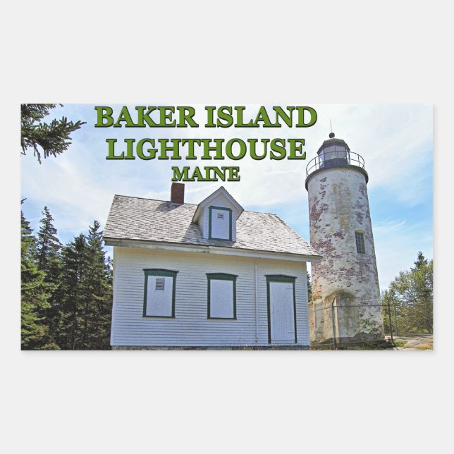 Baker Island Lighthouse, Maine Rechteckiger Aufkleber (Vorderseite)