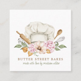 Baker Konditorei Koch Aquarell Koch Hat Utensitäte Quadratische Visitenkarte