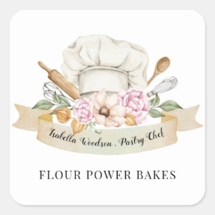 Baker Konditorei Koch Aquarellbäcker Quadratischer Aufkleber