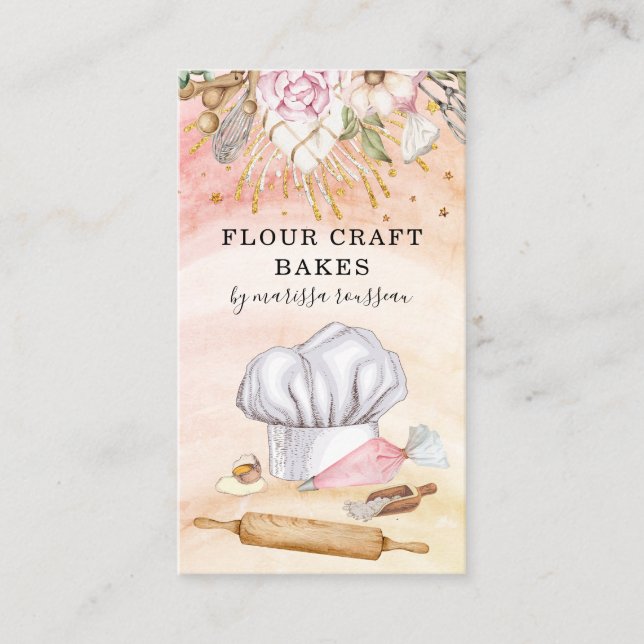 Baker Konditorei Koch Aquarellgeräte Utensitäten Visitenkarte (Vorderseite)