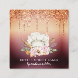Baker Konditorei Koch Glitzer Tropfen Rose Gold Quadratische Visitenkarte