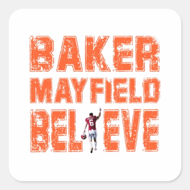 Baker Mayfield Essential Cool T-shirt  Essential Quadratischer Aufkleber (Vorderseite)