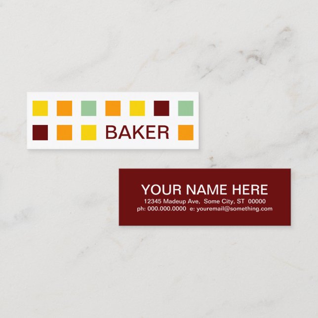 BAKER (mod Quadrate) Mini Visitenkarte (Vorne/Hinten)