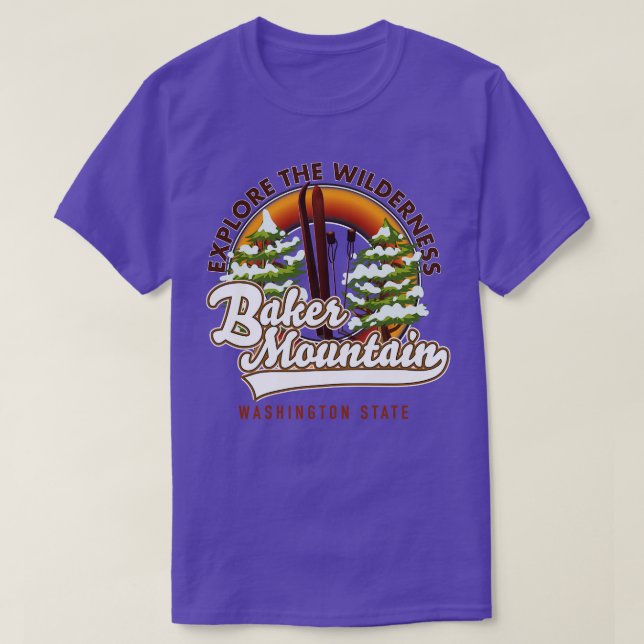 Baker Mountain Washington Staat Ski T-Shirt (Design vorne)