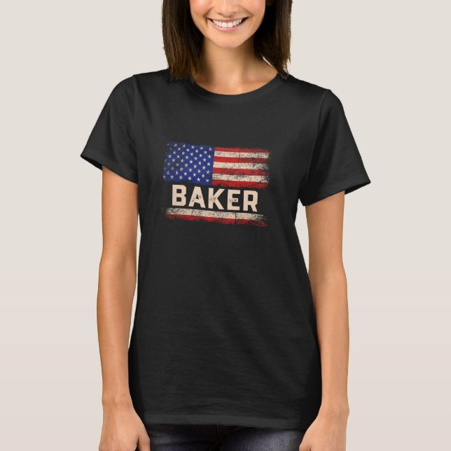 Baker Nachname Shirt Baker Name American Flag (Vorderseite)