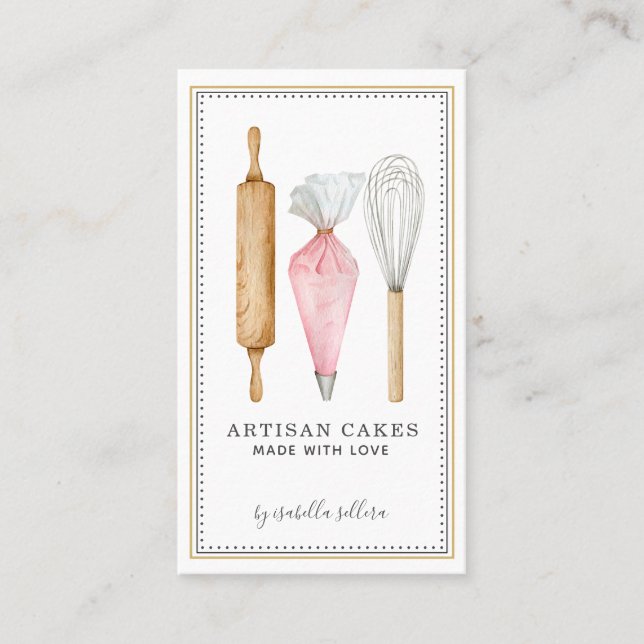 Baker Pastry Chef Tools Business Card Visitenkarte (Vorderseite)