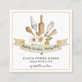 Baker Pastry Koch Bakers Tools Quadratische Visitenkarte