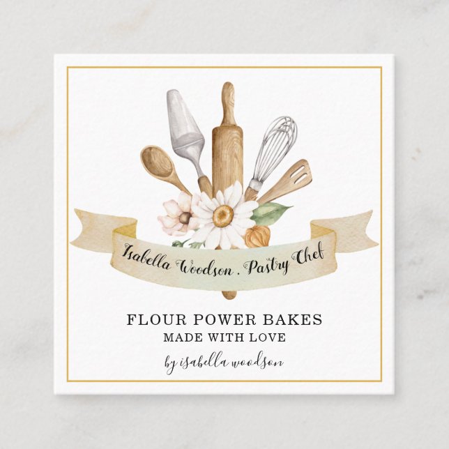Baker Pastry Koch Bakers Tools Quadratische Visitenkarte (Vorderseite)