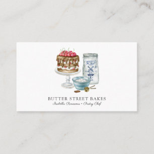 Baker Pastry Koch Watercolor Square Business Card Visitenkarte