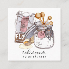 Baker Pastry Koch Zucker Mehl Ei Quadratische Visitenkarte