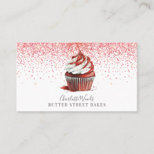 Baker Pastry Köche Red Velvet Cupcake Pink Glitzer Visitenkarte