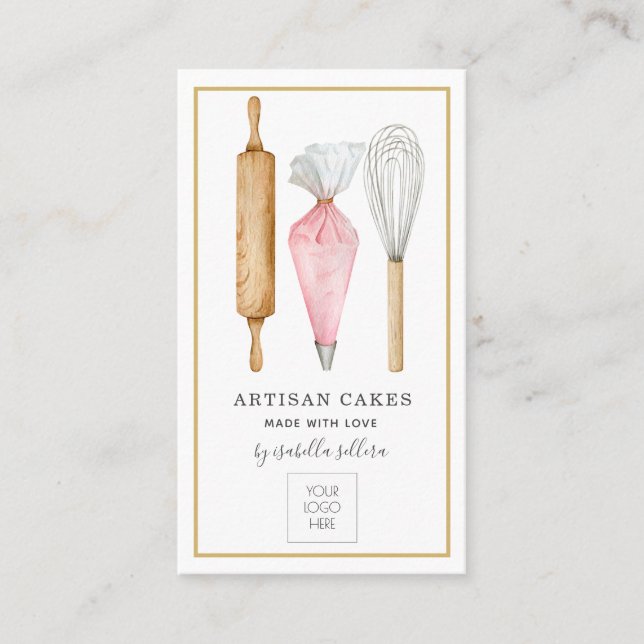 Baker Pastry Köche Tools Logo Business Card Visitenkarte (Vorderseite)